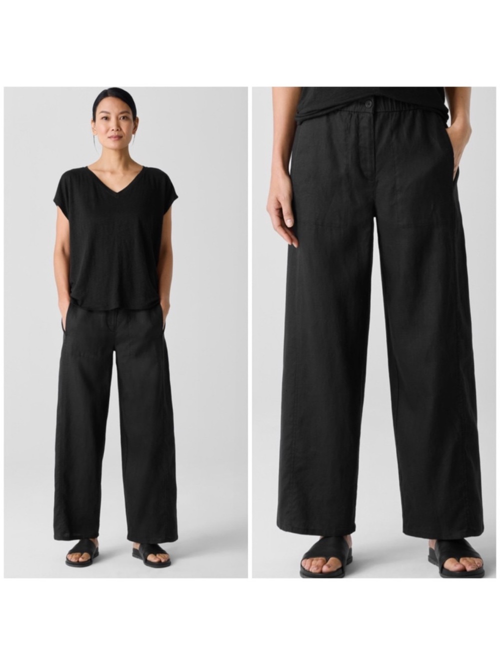 Eileen Fisher Organic Linen Wide-Leg Trouser Pant